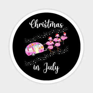 Funny Flamingo Pink Camping Car Christmas in July Magnet